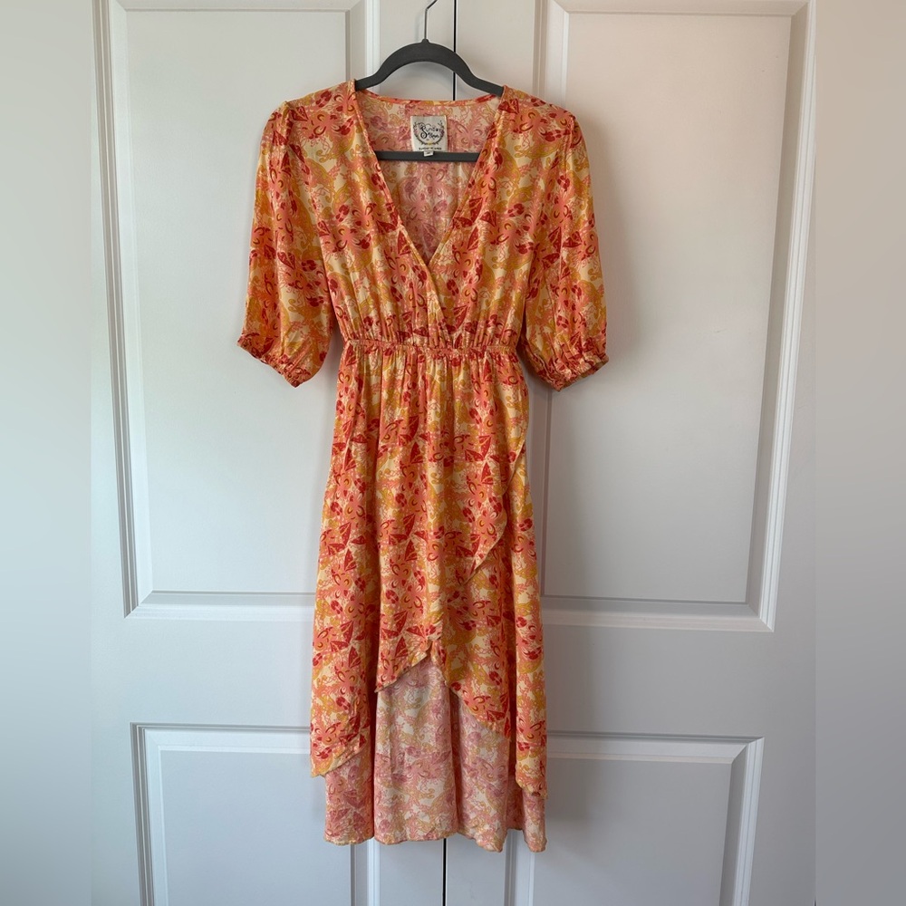 Sunday Mi Amor Anthropologie Women’s Floral Tie Back Dress Pockets (Size M)